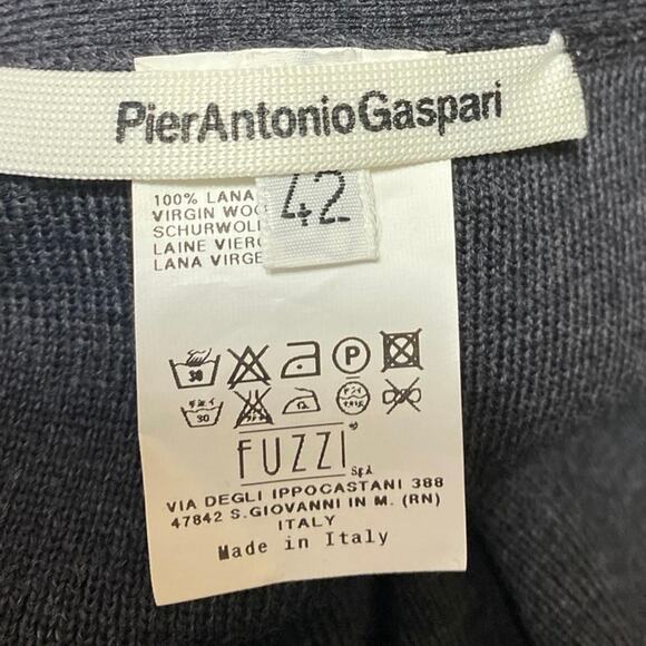 Pier Antonio Gaspari 100% Wool Gray Knit High Waist Knee Length Pencil Skirt 6-8 - Picture 4 of 4